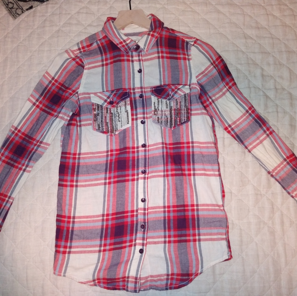 Sequined Button Down Top